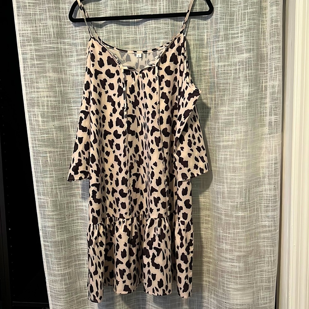 Off Shoulder Animal Print Mini Dress